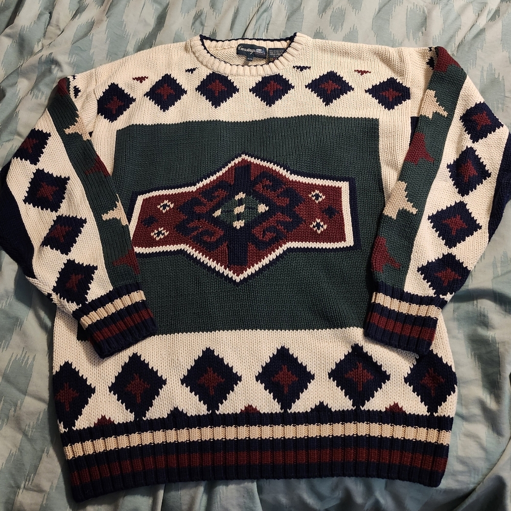 Vintage Crossings Crewneck Knit Sweater Men's‎ Size XL 80's/90's
